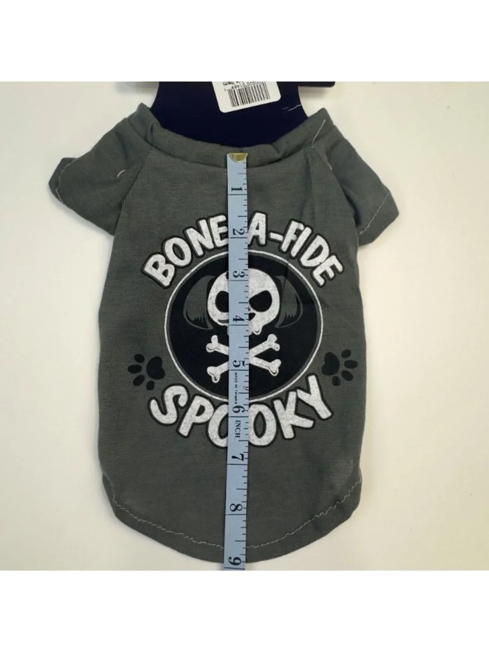 Bone-A-Fide Spooky Novelty Pet Halloween Tee Small Gray Skull Dog Costume NEW
